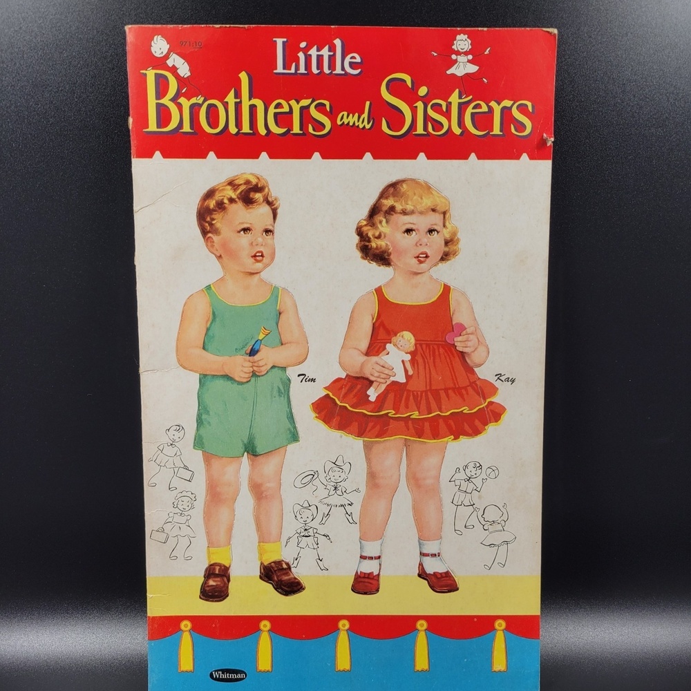 Whitman‎ Little Brothers & Sisters 8.5" Paper Dolls Tim Kay Ann Pete Uncut 1953